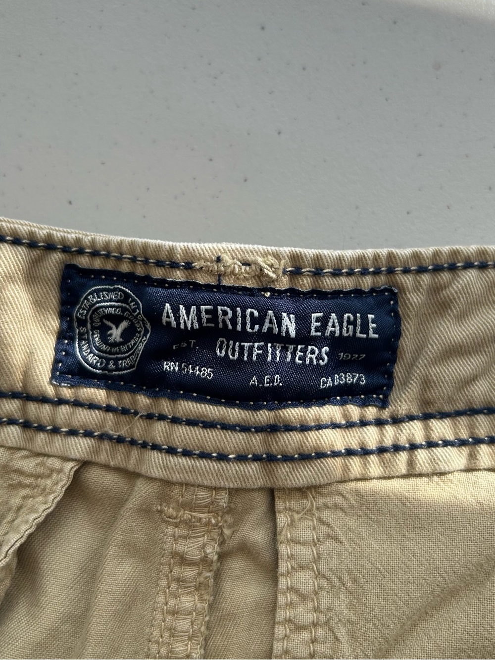 American Eagle Mens Shorts Size 30 Khaki 100% Cotton Longer Length Chinos - Picture 3 of 8